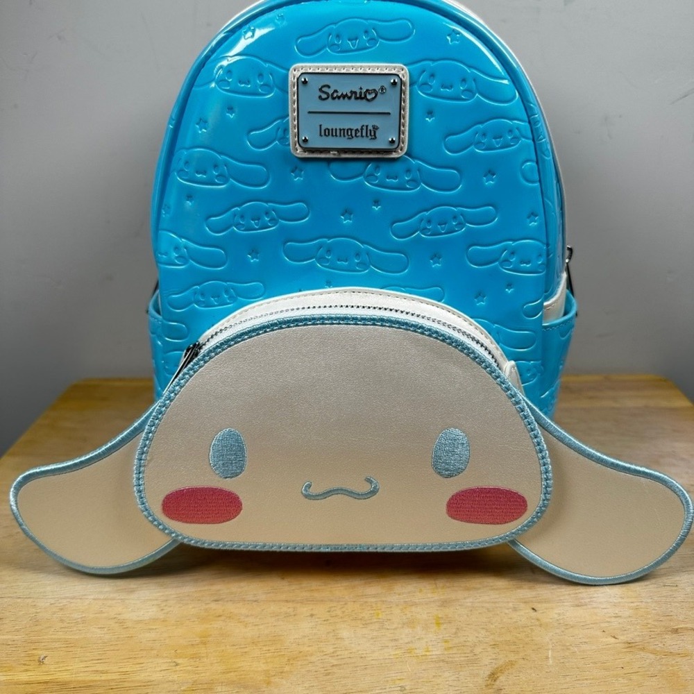Loungefly Sanrio Cinnamaroll Mini Backpack Blue Debossed Moveable Ears Gift NEW